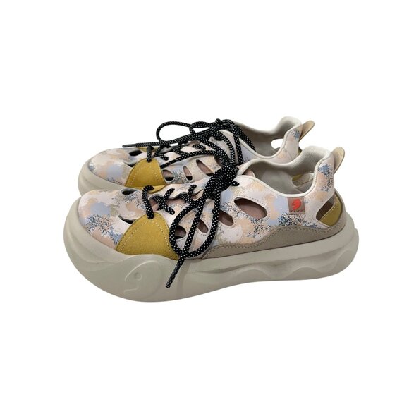 Uin Womens Artistic Sneakers Size 8 Cut-Out Design Comfort Fit Beige Multi-Color - Picture 5 of 16